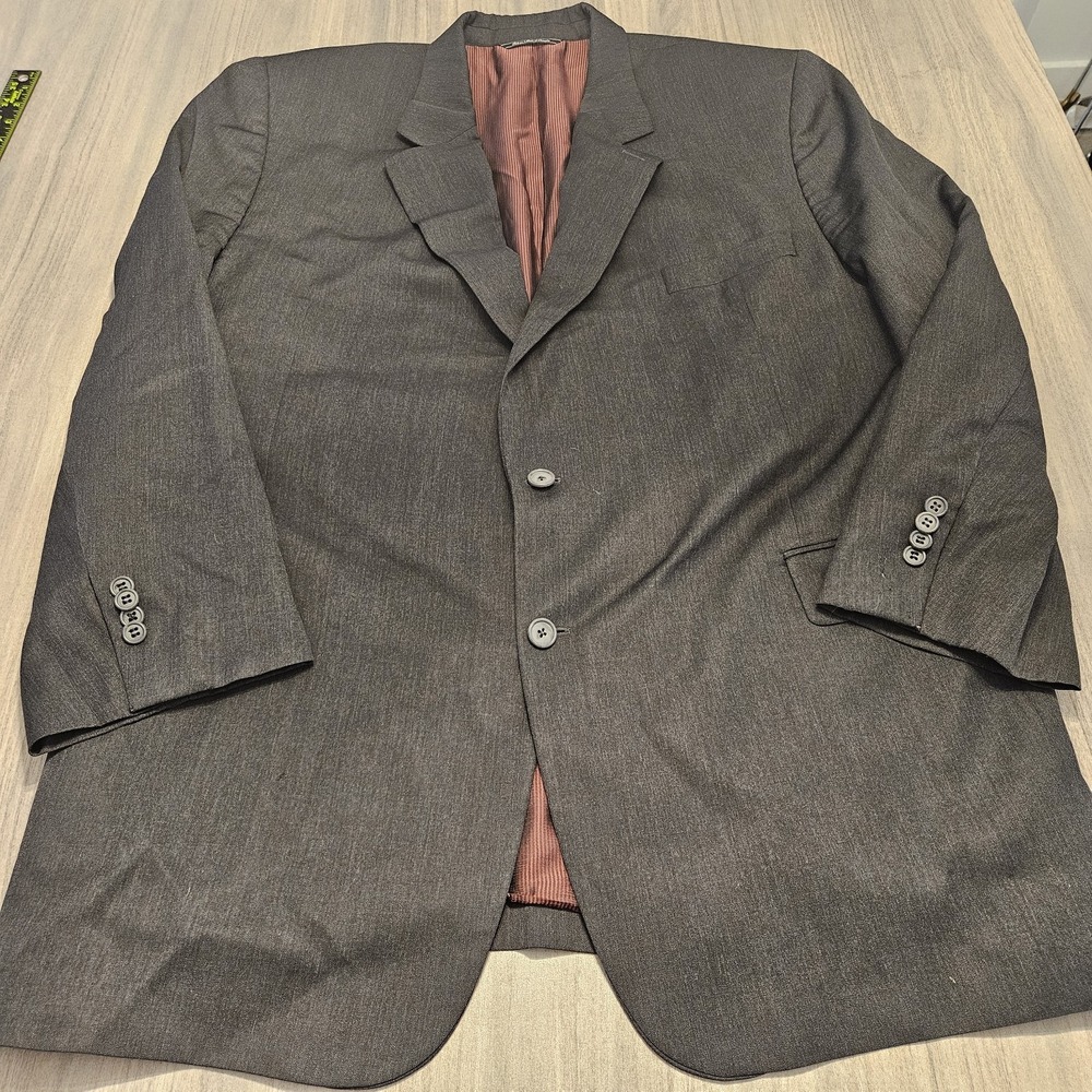 Jack Victor 52L‎ Charcoal Gray 100% Wool King Mens Blazer Suit Jacket Sport Coat